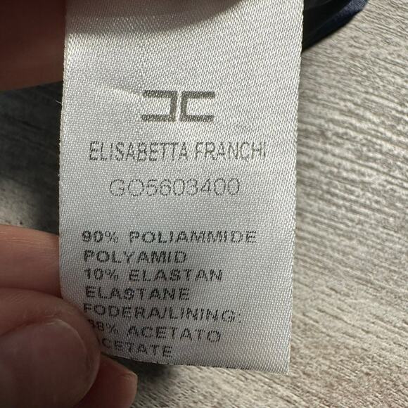 Elisabetta Franchi Mini Ruched Dress Blue Side Zipper Size 42 - Picture 9 of 13